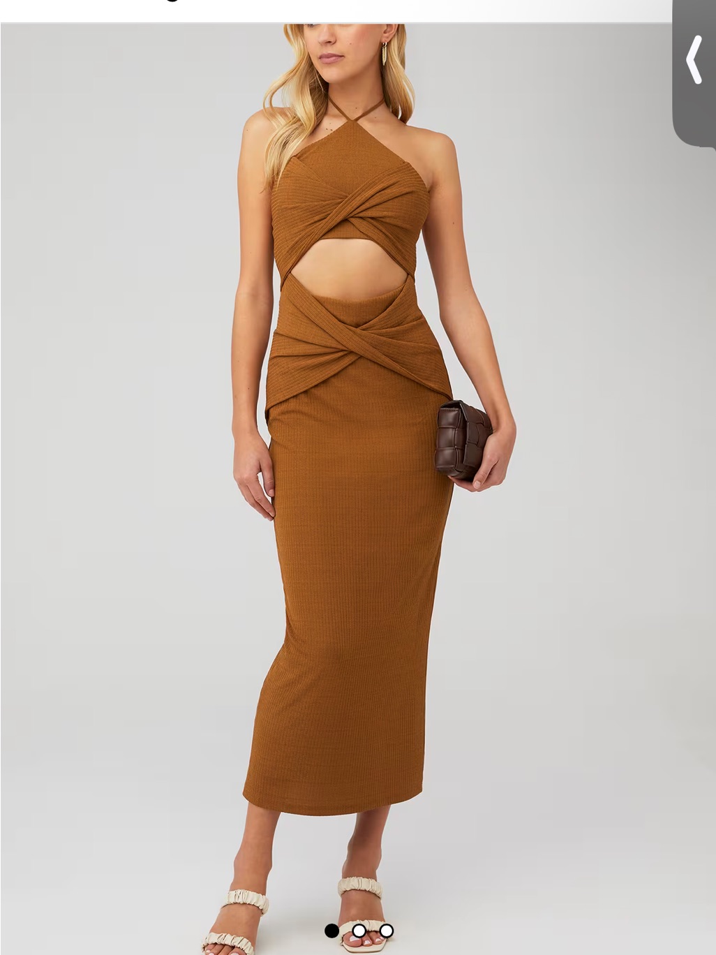 Significant Other Hallie Dress Brown Cutout Halter Midi Dress Size 6